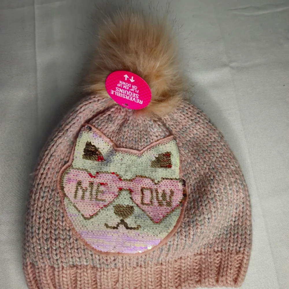 THE CHILDREN'S‎ PLACE GIRLS WINTER CAT HAT REVERSIBLE FLIP SEQUENCE
